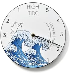 Horloge murale de marée - Horloge ronde - Suivi des marées marines - Décoration murale unique - Vagues de l'océan - Maison de plage - Côte Est - LED RVB 5 V en option