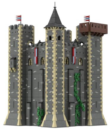 BlocteckToy MOC Klemmbausteine Mittelalterliches England Burg Modell, 12171 Teile Groß Architecture Burg Gebäude Set, MOC-159095
