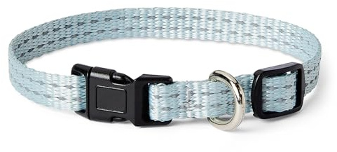 Amazon Basics Reflektierendes Hundehalsband, Verstellbar, mit D-Ring aus Metall und Schnellverschluss, 18cm-32cm, Größe XS, Blau