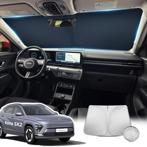 LANGBEAN Parasol Plegable para Hyunda-i Kon-a SX2 2024 2025 2026, Parasol para Parabrisas Delantero Bloqueador de Calor Protección UV, Pantalla Solar Accesorios para Kon-a SX2