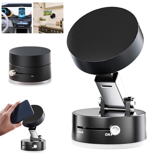 Newvenper Vacuum Magnetic Phone Holder Updated Suction Cup Phone Mount Foldable Multi-scenario Application Magnetic Phone Holder for Gym/Kitchen/Bathroom/Car/Desktop(Black)