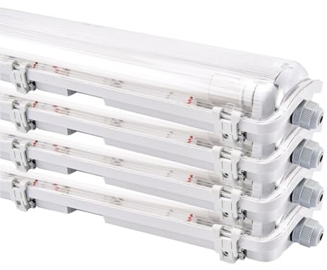 NCC-Licht 4x LED Feuchtraumleuchte Eco 150cm 44W Neutralweiß 4000K IP65 | Robuste Wannenleuchte mit zwei effizienten T8 Röhren, ideal für Werkstatt Keller und Garage