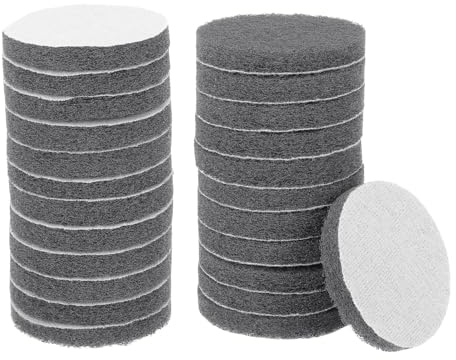 sourcing map 24pcs Scrubber Scouring Pads 1200 Grits 3 Inch Drill Power Brush Hoop and Loop Surface Conditioning Disc Drill Scuffing Disc Scrub Pads for Home Kitchen Cleaning, Light Gray