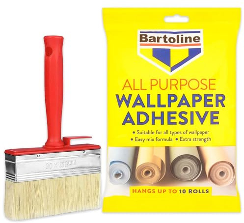 Wallpaper Paste 10 Roll Pack (12 Pints) with 120mm Brush | Strong Wallpaper Glue for Vinyl, Lining & Textured Walls | Easy DIY & Professional Decorating Kit for Smooth Application & Long-Lasting Hold