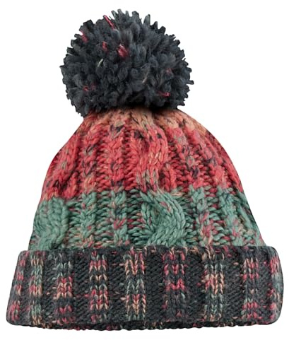 Beechfield Unisex Adults Corkscrew Knitted Pom Pom Beanie Hat (One Size) (Watermelon Breeze)