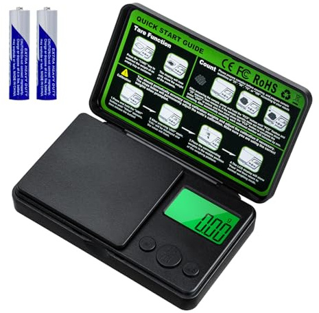 Mcbazel Bilancia Tascabile 500g/0.01g Alta Precisione, Bilancia Digitale Multifunzione con Display LCD Retroilluminato, Tara, Conteggio, 7 Unità di Peso, Portatile per Gioielli, Spezie