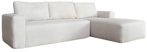 Oviala Ecksofa 4-Sitzer mit Ottomane rechts und Kissen naturfarben