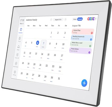 Goshyda 10,1 Zoll Digitaler Kalender, Touchscreen-Familien-Organizer mit Aufgabentabelle und Essensplaner, WiFi-intelligenter Elektronischer Kalender mit Bilderrahmen und App-Steuerung (eu)