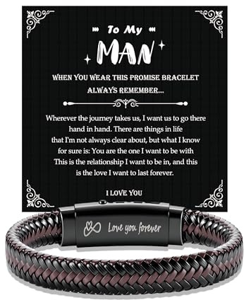 Kenqlot Gifts for Dad Husband Boyfriend Brother Son, Engraved Brown Leather Bracelet Gifts for Nephew Grandson Uncle, Valentines Christmas Birthday Gift for Men Teenage Boys
