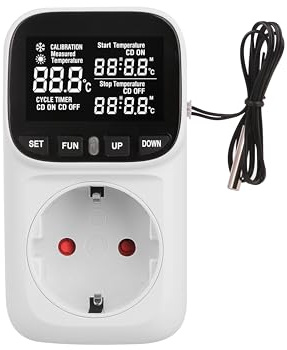Digital temperaturregulator, terrariumtermostat, termostat, uttag termostatuppvärmning, med sensor, för kylskåp, akvarium, fröspiring, växthus, terrarium