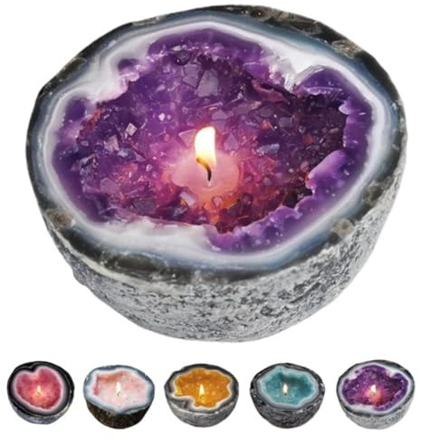 Crystal Geode Candle,Crystal Scented Candles Resin Craft Ornament,Creative Fun Candle Bowl Decoration for Home Tabletop