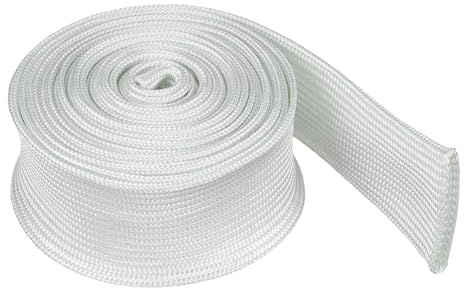 QUARKZMAN Guaina Intrecciata 2 Metri X 25mm Guaina Per Cavi In Fibre Di Vetro Ad Alta Temperatura Per Cavi Domestici E Per Ufficio Gestione Dei Cavi Video Protezione Dei Cavi Bianco