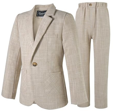 LOLANTA Completo da Ragazzi 2 Pezzi Blazer e Pantaloni per Bambini, Abbigliamento per Il Tempo Libero o Abito da Festa di Nozze, Cachi, 12-13 Anni, 170
