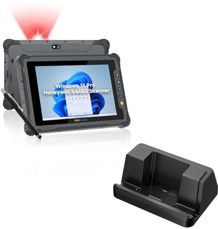 ONERugged Rugged Tablet mit Barcode-Scanner M80J, 8-Zoll Windows 11 Pro Tablet, 8 GB + 128 GB, Celeron N5100, IP65 wasserdicht, MIL-STD-810H, 5000 mAh, Outdoor-Arbeits-PC inkl. Ladestation