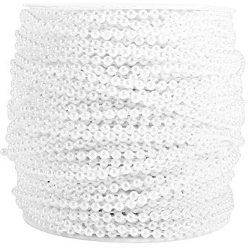 Kunstperlenkette 3mm Perlenkette 50m Rolle mit Angelschnur für Hochzeitsdekoration Tischdekoration Party Zubehör Event Deko Ketten Girlande Brauttafel Ornamente Weiß Dekorationen Hochzeitsfeier
