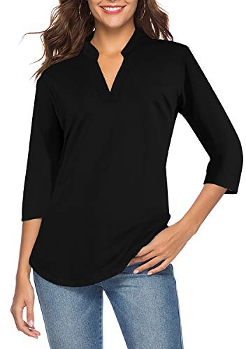 CEASIKERY - Camicetta da Donna con Maniche a 3/4, Scollo a V, Casual
