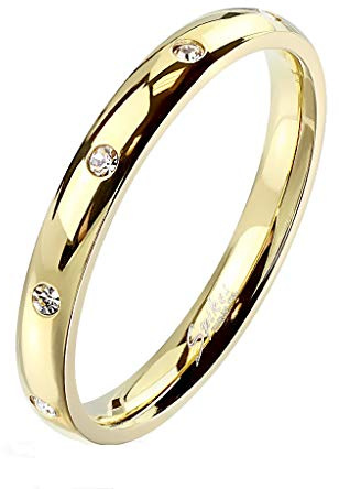 Paula & Fritz® Damen-Ring glänzend 3mm Zirkonia Silber Gelb-Gold Rosé-Gold Bunt Freundschafts-Ring Partner-Ring Edelstahl 316L 47(15) – 61(19,5)