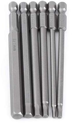 Hexagonhuvud skruvmejsel bits set 6 st 100 mm lång H2 , 5 H3 H4 H5 H6 H8 magnetisk skruvmejsel bit 1/4 tum sexkantsskaft