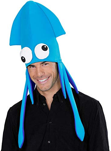 NET TOYS Origineller Oktopus-Mütze für Damen & Herren - Blau - Witzige Unisex-Kopfbedeckung Fischhut Tintenfisch - Bestens geeignet für Kostümfest & Straßenkarneval