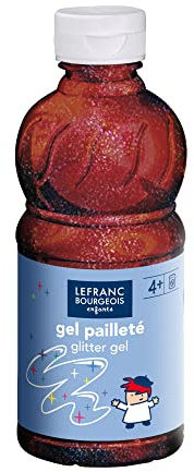 Lefranc & Bourgeois 188397 Children's Glitter Paint - Glitter Gel on Temperabasis, Washable, Poster Paint in 250 ml Bottle - Red