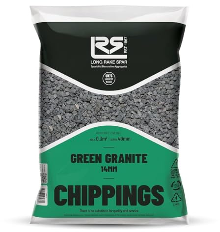 Green Granite Chippings | 14mm | 20kg | Aggregates, Garden Pebbles, Garden Chippings, Driveway Stones | Decorative Aggregates for Gardens, Paths, Landscaping