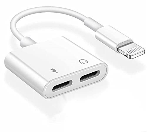 [Apple MFi Certified] iPhone Headphones Adapter Splitter, 2 in 1 Dual Lightning Charger Cable Aux Audio Adapter Converter for iPhone 14/13/12/11/XS/XR/X/8/7/6, Not Support iPhone 15 & USB C Devices