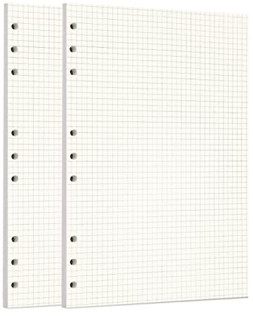 Zelten Lose-Blatt-Lochpapier-Nachfüllpackungen Papier für 6-Loch-Binder Persönlicher Organizer Tagebuch Notizbuch Nachfüllbarer Planer, Squared, B5/9 Hole