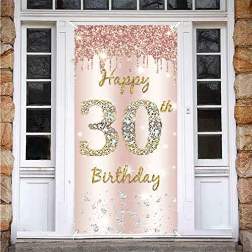 30. Geburtstag Frauen Deko, Happy 30th Birthday Door Banner Roségold, 30. Geburtstag Stoff Schild Plakat Türdekoration, 30. Geburtstag Hintergrund Banner Frau, Geburtstagsfeier Willkommensschild