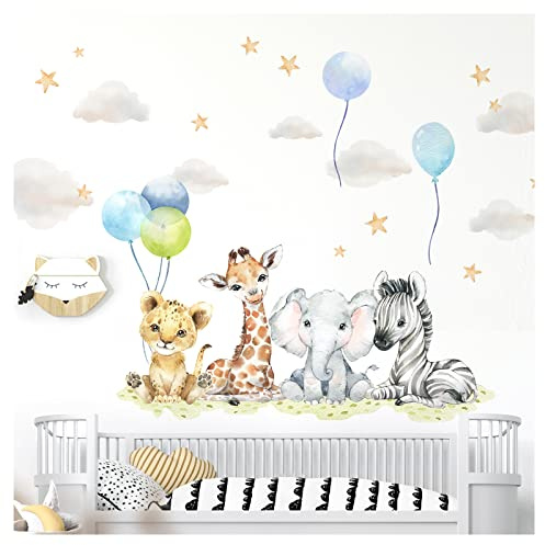 Grandora XXL Wandsticker Set Safari Tiere Wandtattoo Baby Kinderzimmer DL809-5