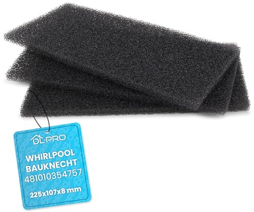 DL-pro 3 x Schaumfilter 225x107x8mm für Whirlpool Bauknecht 481010354757 Sockelfilter Schwammfilter Filter Filterschaum Filterschwamm an Wärmetauscher Trockner Wäschetrockner Waschtrockner