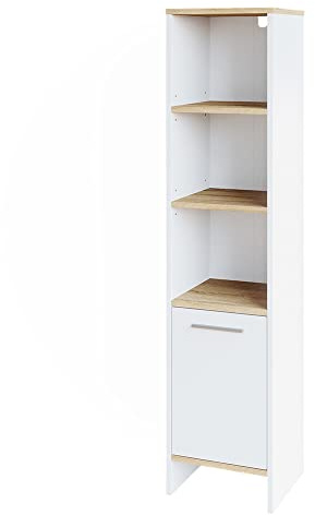 Vicco Badschrank Weiß Elvio 32x137x28 cm - Wäscheschrank, Schlichte Linienführung für Moderne Badezimmer