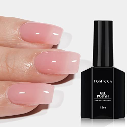 TOMICCA Jelly Gel Nail Polish - 15ML Sheer Pink UV LED Natural Gel Polish for DIY Manicure Home Salon Nail Art-ZB45