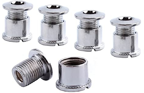 Sanmum 5 Sets Stahl Kettenblatt Schrauben M8 Kurbelgarnitur Schrauben Muttern Set für Mountainbike, BMX, MTB (Silber Typ B für Doppelkettenblätter)