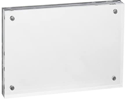 PATIKIL Floating Photo Frame, 3 x 4.1 Desktop Frameless Picture Frame Double Sided Acrylic Magnetic Display Frame for Family Travel Party Photo Souvenirs Artwork, Clear