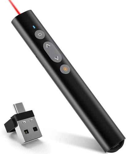 Presenter, Powerpoint Fernbedienung TOKASS 2.4 GHz Pointer für Präsentationen,Präsentationsfernbedienung Präsenter,USB C & USB A 2 in 1