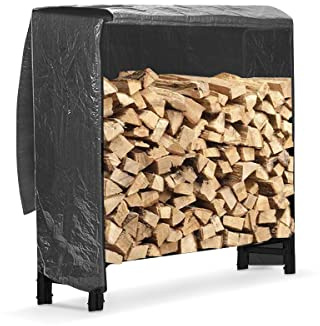 Neo Black 120cm Firewood Fire Log Rack Wood Burner Rack Storage Holder Stand Bucket Shelf Basket Metal Tall Steel Sets Accessory (Model 5 - Outdoor)