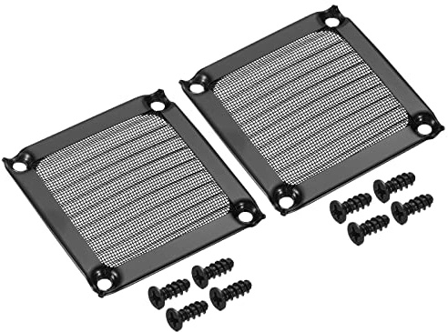 PATIKIL 60 mm fläktfilter galler med skruvar 2-pack aluminiumram rostfritt stål nät dammtätt skydd för datorhölje svart