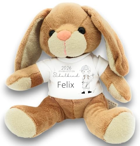 Kilala Hase Kuscheltier für die Zuckertüte Schultüte mit Wunschname Hase Topping für die Schultüte (Schulkind Junge)