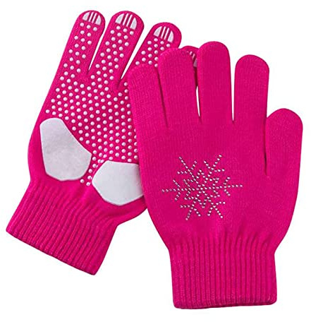 Hotfiary Eiskunstlaufhandschuhe für Kinder Mädchen Anti-Rutsch-Eislaufhandschuhe mit Strass-Thermohandschuhen als Geschenk