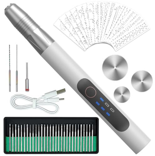 Airminti Penna elettrica per incisione, set di strumenti per incisione, portatile, senza fili, con incisione ricaricabile USB, incisione a batteria portatile fai da te