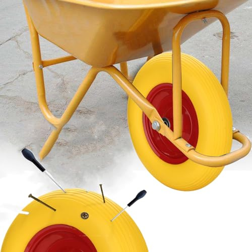 Ansobea Schubkarrenrad 4.80/4.00-8 Vollgummi mit Achse | Pannensicheres Ersatzrad 390 x 95 mm, bis 200 kg, für Schubkarren in Garten, Hof und Baustelle.