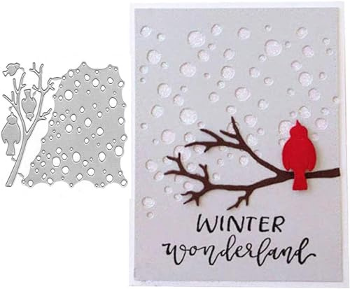Annchaos Metal Cutting Dies DIY Merry Christams Embossing Stencil Template Scrapbooking Card Making Mold Photo Album Arts Crafts Tools (Bird Perch-10.8x9cm)