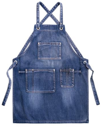 susiodeu Stilvolle und langlebige Schürze für Unisex Küche und Arbeitsstoff, Küchenschürze, Arbeitsschürze, Arbeitsschürze, platzsparend, Blau
