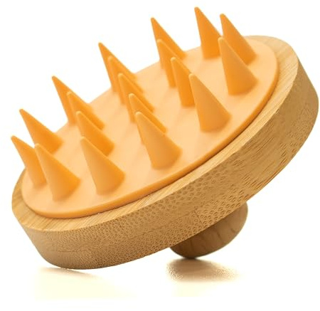 Level Body Mind Soul - Bambus Kopfhautmassagegerät mit Silikonbürsten - Kopfhautmassagegerät für weiches und entspannendes Haar - Kopfhautmassagegerät ideal für die Dusche