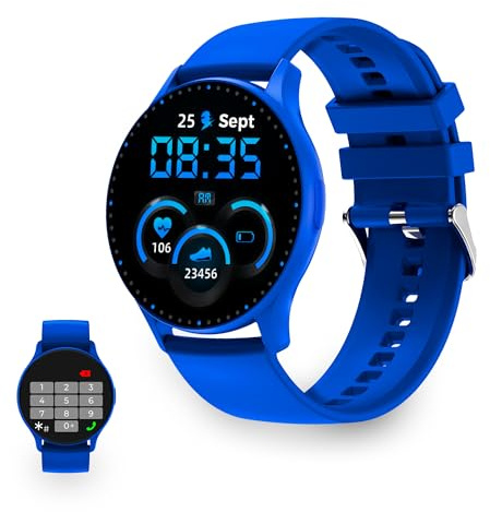 KSIX Core Smart sportklocka för män och kvinnor med samtal och aviseringar, aktivitetsarmband, pulsmätare, blodtrycksmätare, stegräknare, hälsomonitor, iOS-app och