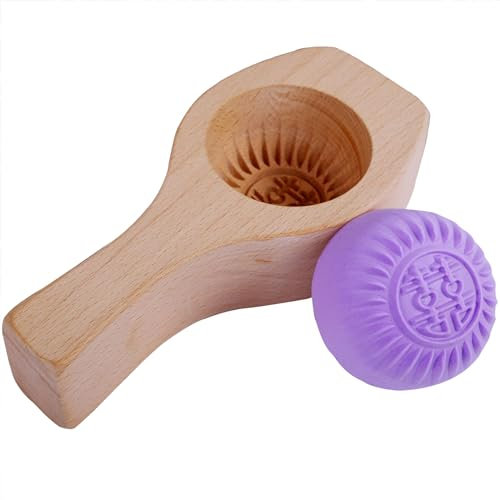 Jarsense 3.5CM Butter Molds Moon Cake Mould Wooden Chinese Traditional Pastry 3D Press Happy Shaped for Pressing Moon Cake, Buns, Dessert Molds, Traditional Chinese Pastry
