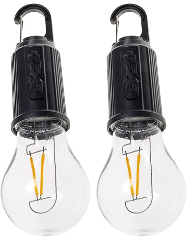 ChiliTec Led Lampe mit Akku 2 Stück Haken Karabiner Batterie aufladbar dimmbar 3000k Warmweiß Hängelampe Beleuchtung für Zelt Camping Balkon Terrasse