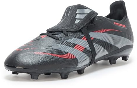 adidas Predator League - Tenis unisex con lengua doblada, suelo firme/multisuelo, Negro Gris Lupide Rojo, 40 2/3 EU