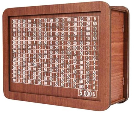 SENIURIS Cash Vault Spardose aus Holz, Erwachsene Spardose aus Holz mit Geldziel und Zahlen (AUD5000)
