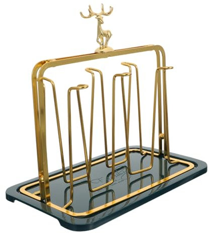 Beatifufu Deer Storage Rack of Desktop Cup Stand Living Glassware Storage Holder Drain Tray